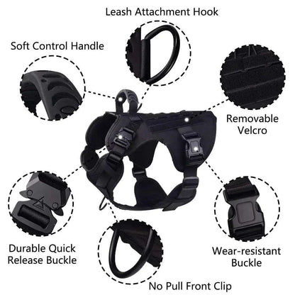 Tactical Dog Harness SetDescription:

Gear up your dog for any adventure with this military-style harness! Perfect for training and outdoor activities, it provides comfort, control, and durRegal Pet PalaceRegal Pet PalaceTactical Dog Harness